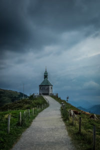 Chapel on the Wallberg at Tegernsee during an approaching thunderstorm Chapel on the Wallberg at Tegernsee during an approaching thunderstorm